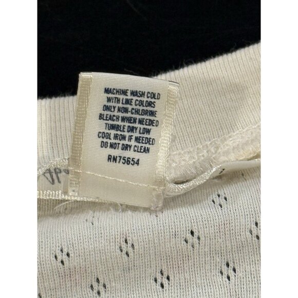 Abercrombie & Fitch Y2K Pointelle Moose Print Fitted Baby Tee Cream Womens Small - Picture 6 of 8